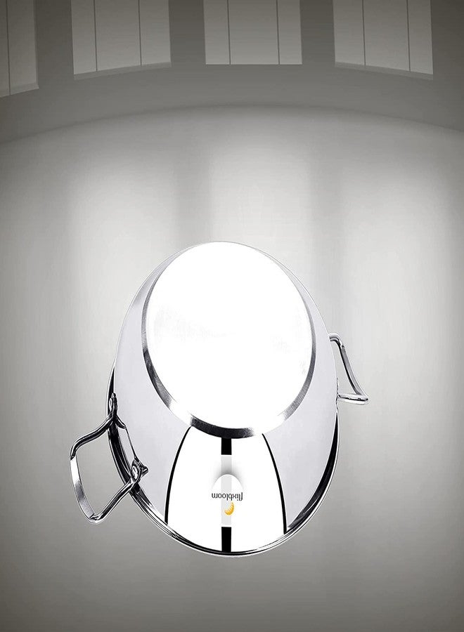 FLIXBLOOM أواني طهي مثالية شديدة التحمل من الفولاذ المقاوم للصدأ بقاعدة حثية، مقلاة عميقة للغاية لطهي مثالي (مقلاة فضية) (مقلاة سعة 3 لترات) - Image 2